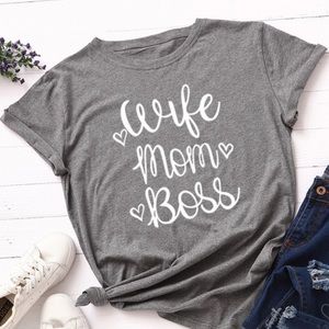 Wife Mom Boss Casual short sleeved Tee